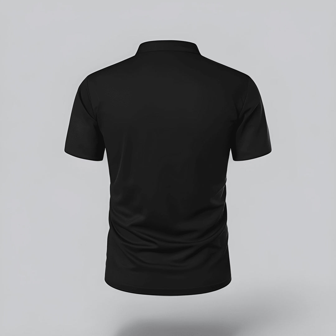Men's Casual Slim Fit Polo Shirt with Grandad Collar and Short Sleeve
