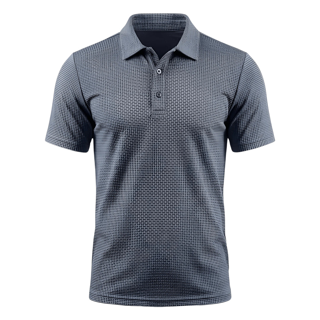 Men's Casual Polo Shirt with Waffle Pattern and Short Sleeve