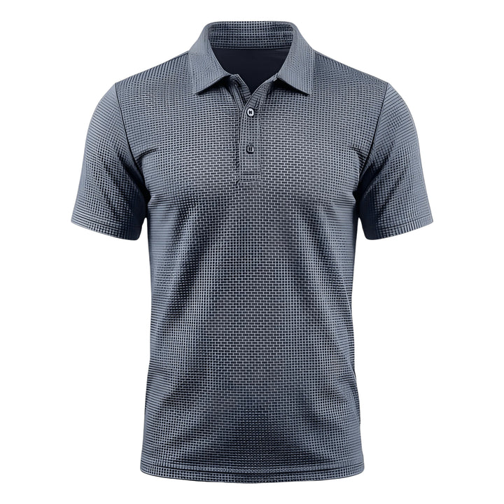 Men's Casual Polo Shirt with Waffle Pattern and Short Sleeve