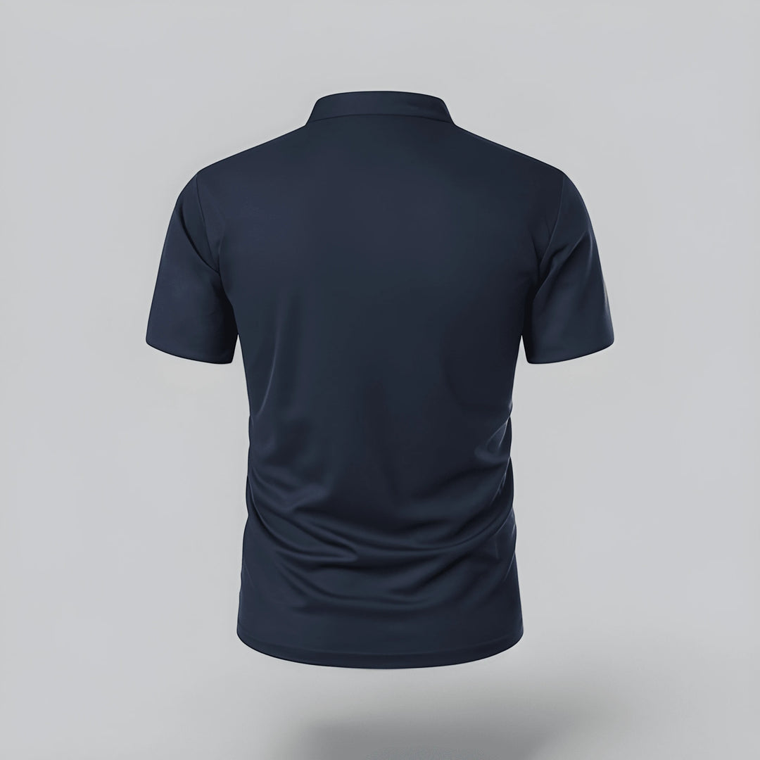 Men's Casual Slim Fit Polo Shirt with Grandad Collar and Short Sleeve