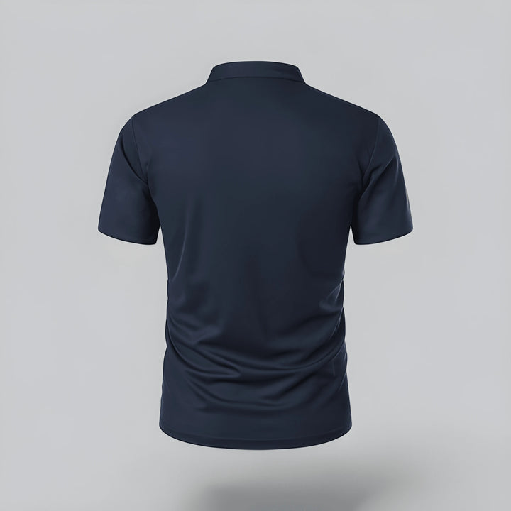 Men's Casual Slim Fit Polo Shirt with Grandad Collar and Short Sleeve