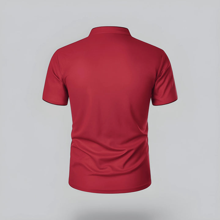 Men's Casual Slim Fit Polo Shirt with Grandad Collar and Short Sleeve