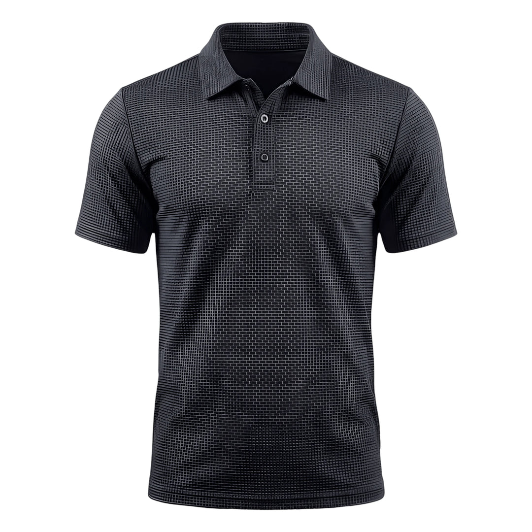 Men's Casual Polo Shirt with Waffle Pattern and Short Sleeve