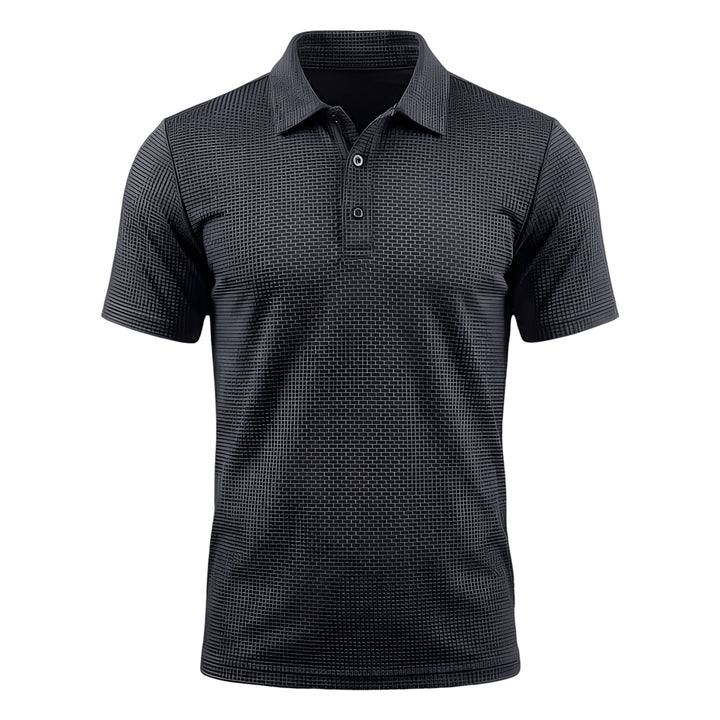 Men's Casual Polo Shirt with Waffle Pattern and Short Sleeve