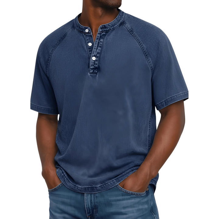 Men's Casual Vintage  Shirt with Raglan Sleeve and Short Sleeve