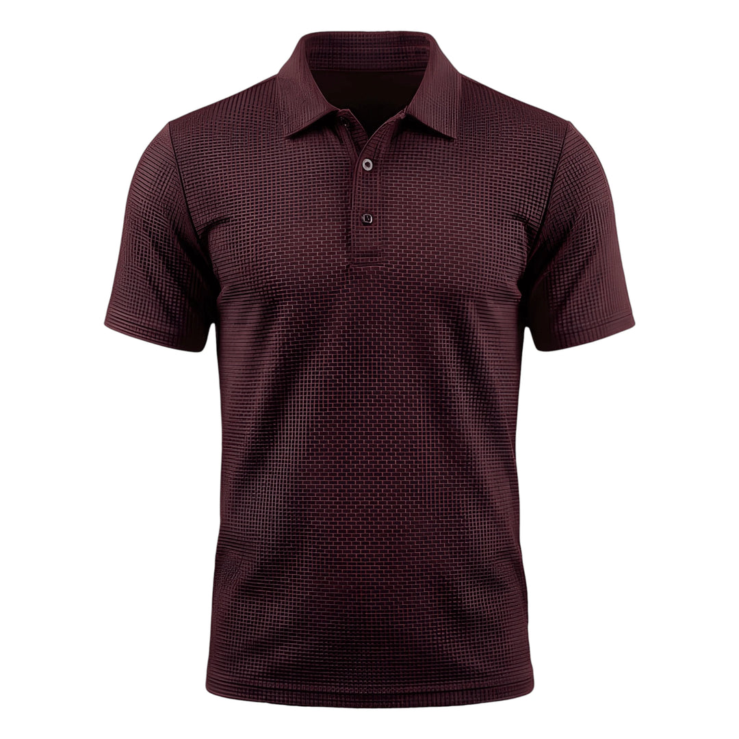 Men's Casual Polo Shirt with Waffle Pattern and Short Sleeve