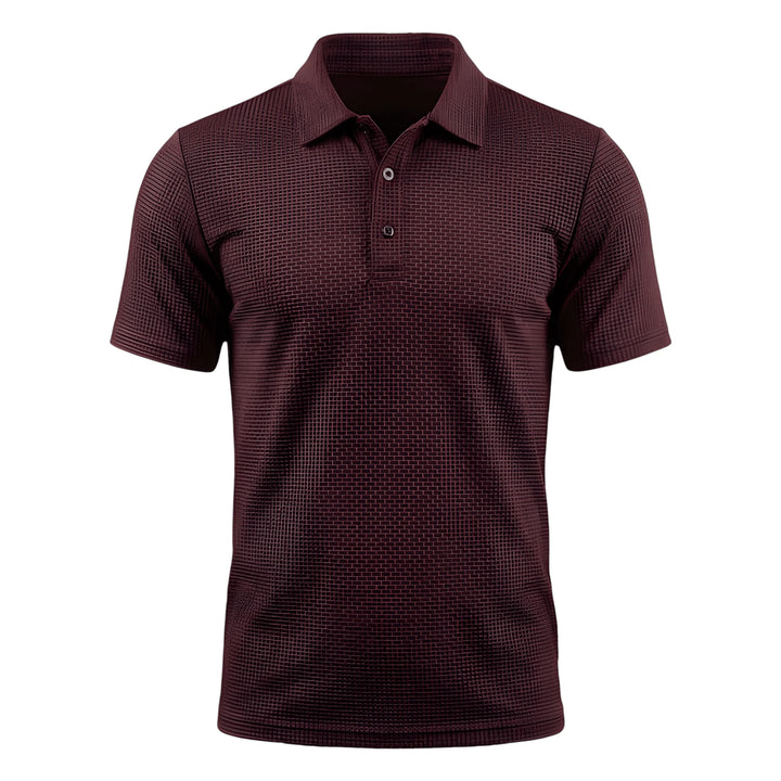 Men's Casual Polo Shirt with Waffle Pattern and Short Sleeve