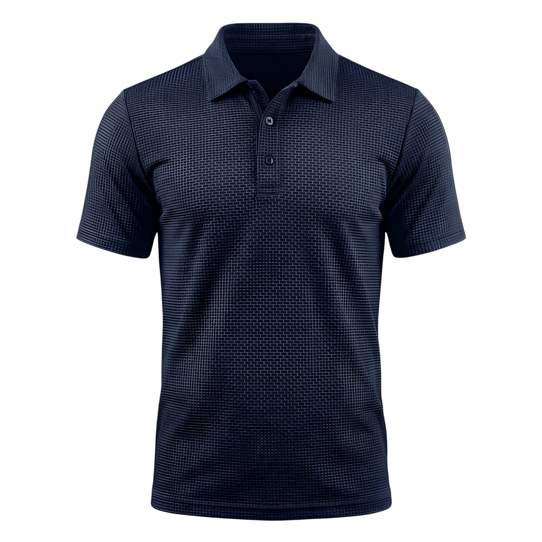 Men's Casual Polo Shirt with Waffle Pattern and Short Sleeve