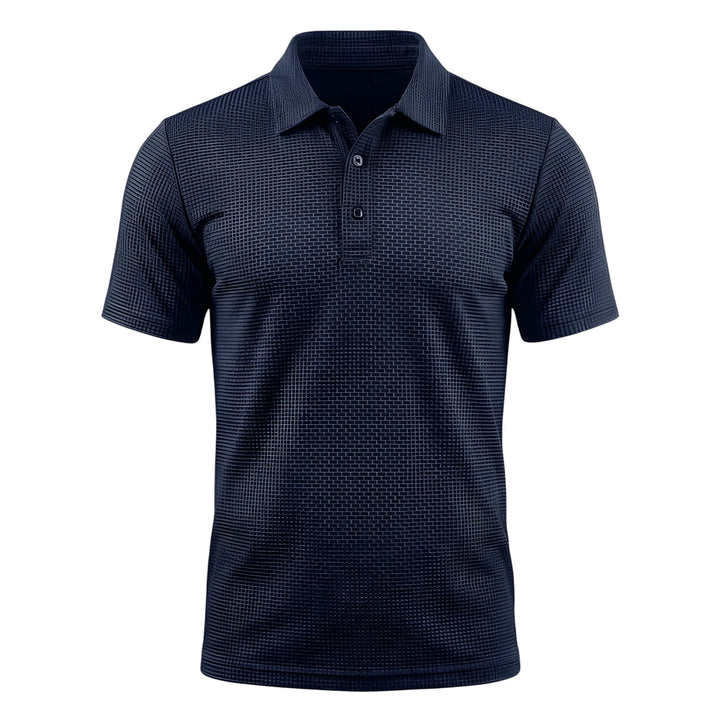 Men's Casual Polo Shirt with Waffle Pattern and Short Sleeve