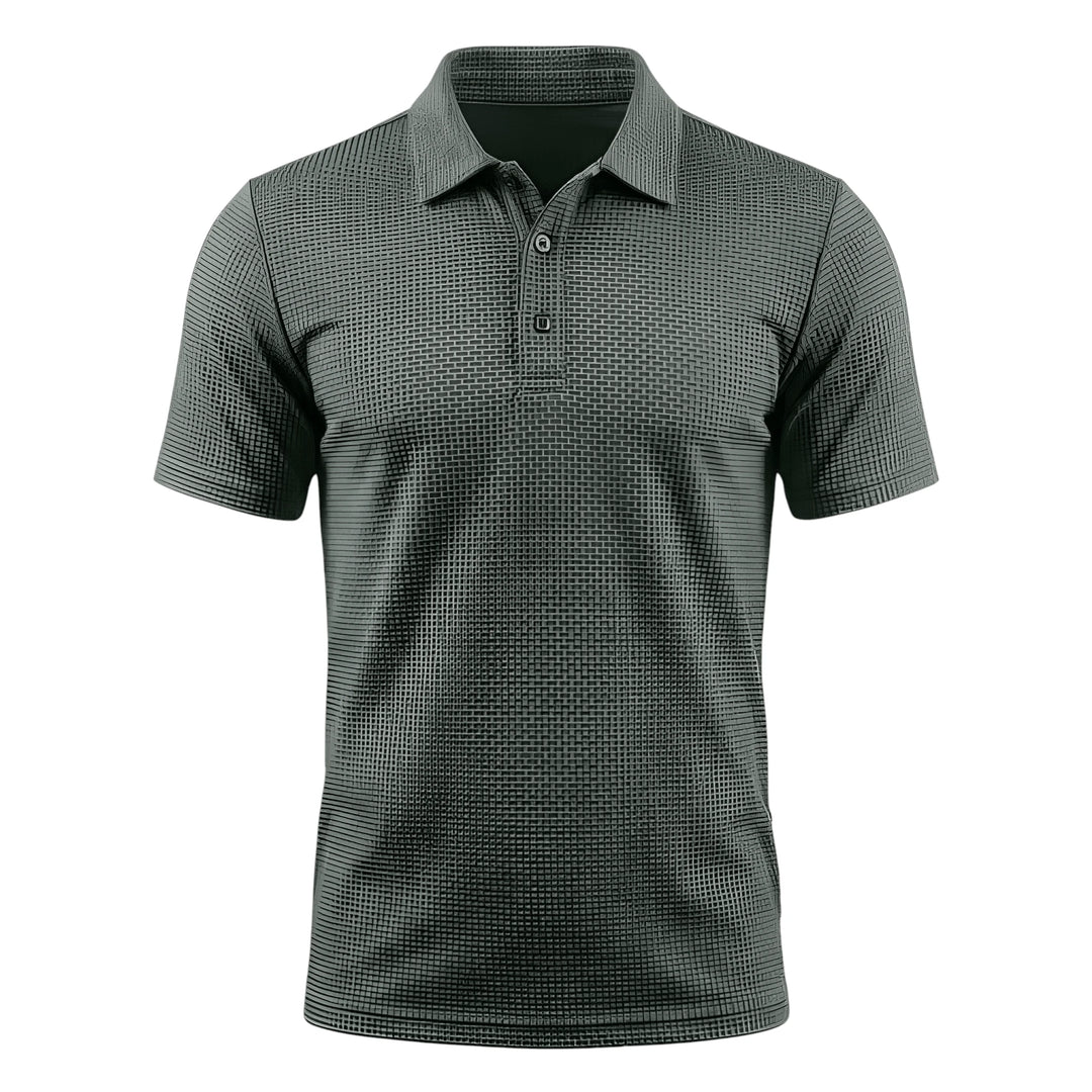 Men's Casual Polo Shirt with Waffle Pattern and Short Sleeve