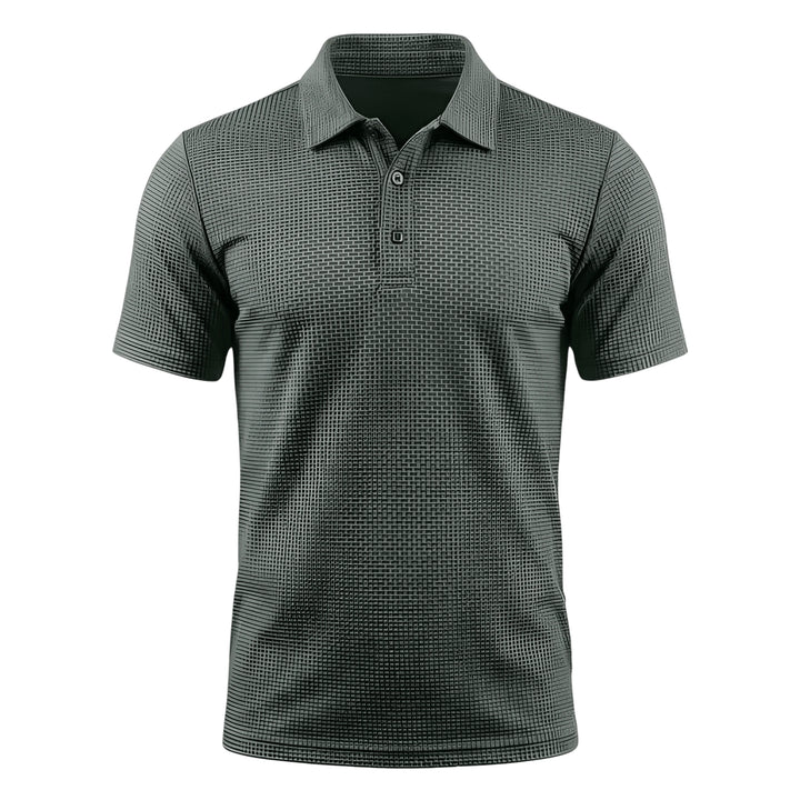 Men's Casual Polo Shirt with Waffle Pattern and Short Sleeve