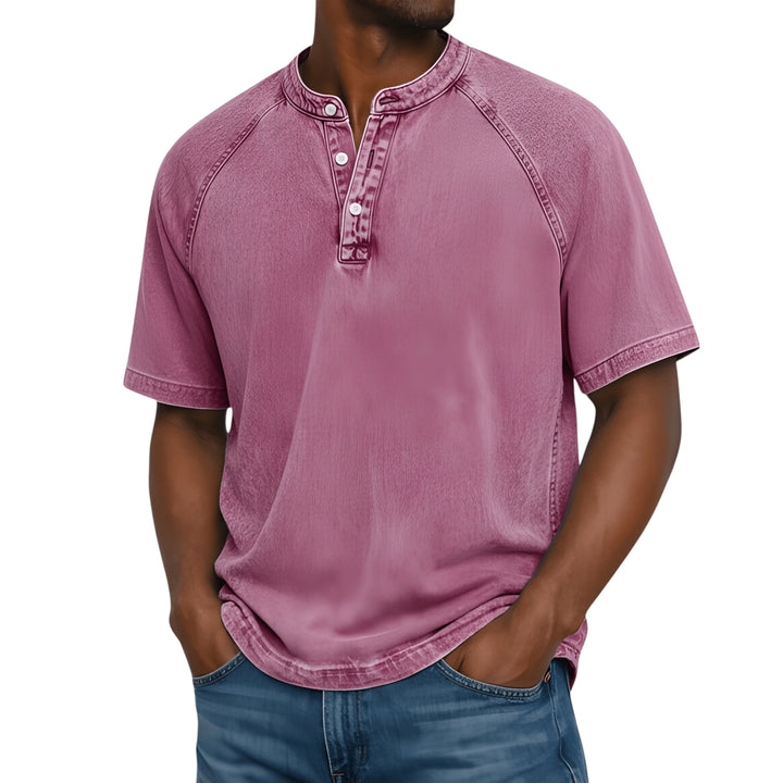 Men's Casual Vintage  Shirt with Raglan Sleeve and Short Sleeve