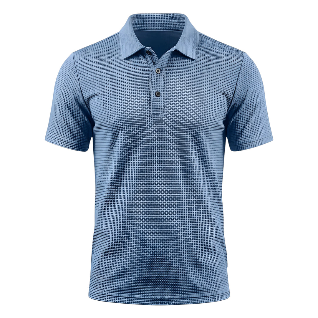 Men's Casual Polo Shirt with Waffle Pattern and Short Sleeve