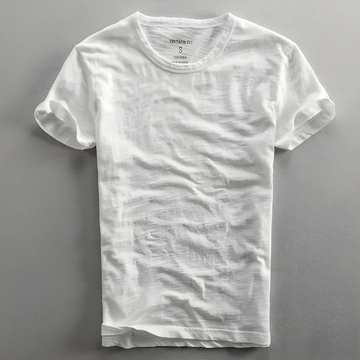 Men's Casual Vintage Shirt with Crew Neck and Short Sleeve