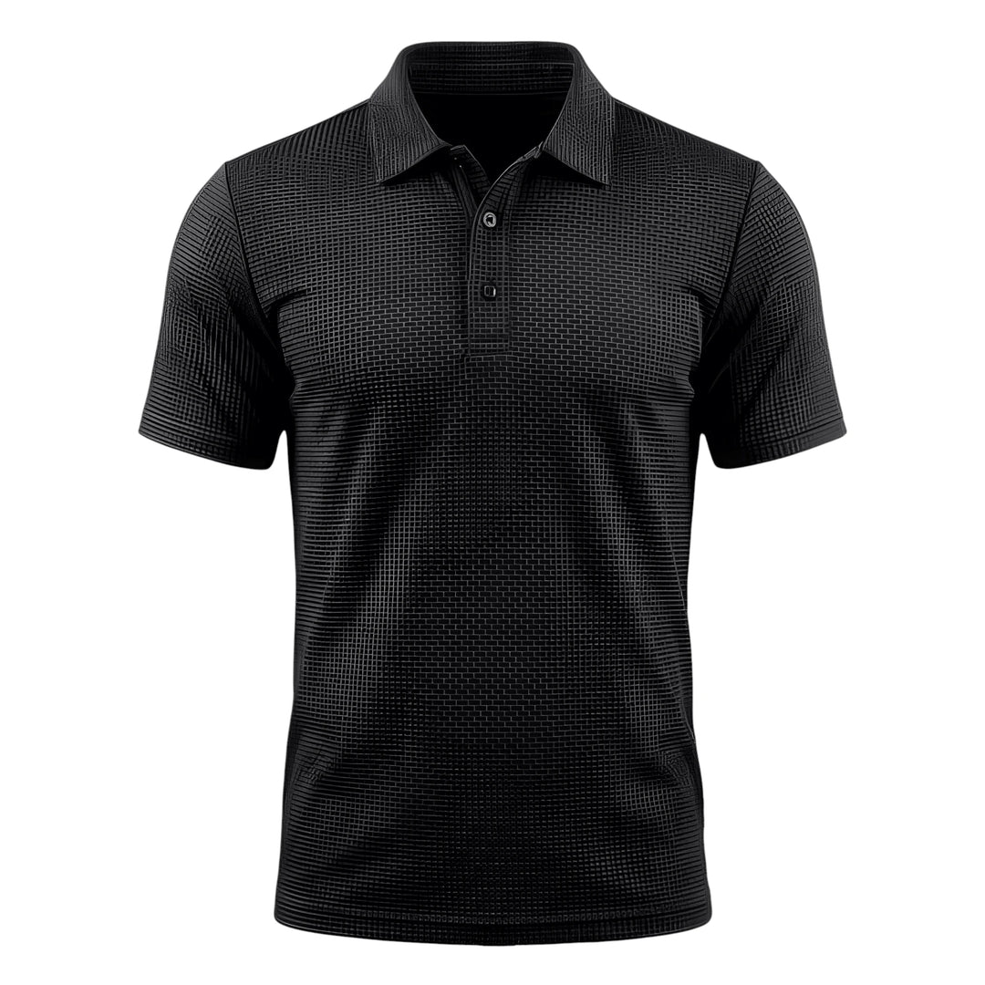 Men's Casual Polo Shirt with Waffle Pattern and Short Sleeve