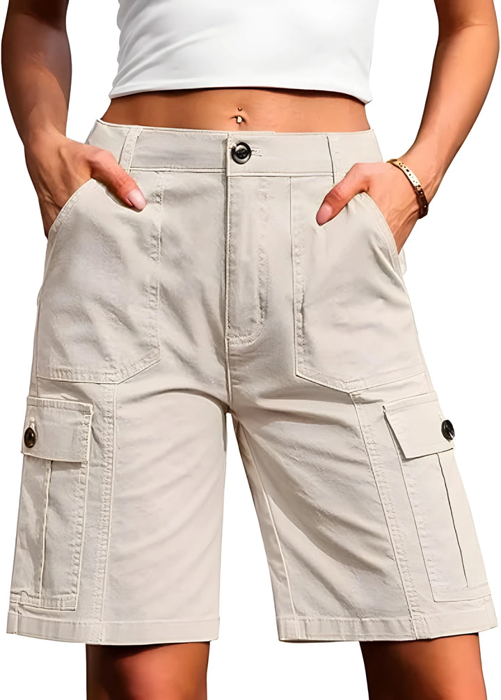 Women's Bermuda Cargo Shorts with High Waisted