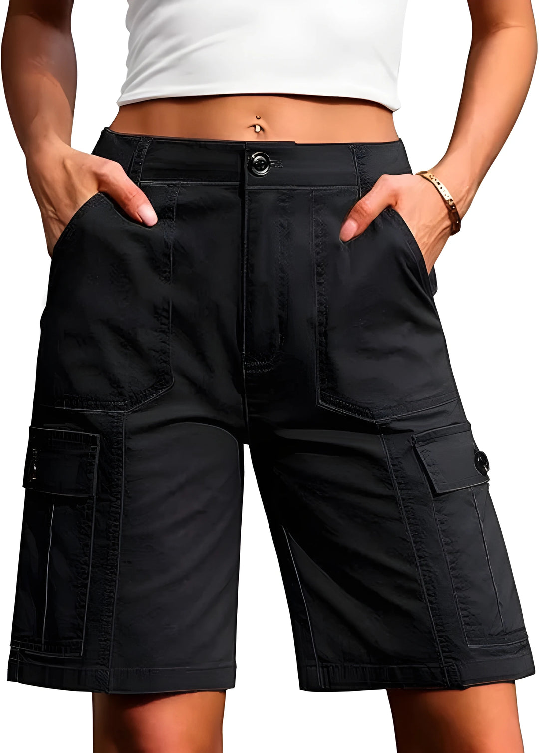 Women's Bermuda Cargo Shorts with High Waisted
