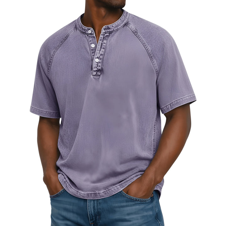 Men's Casual Vintage  Shirt with Raglan Sleeve and Short Sleeve