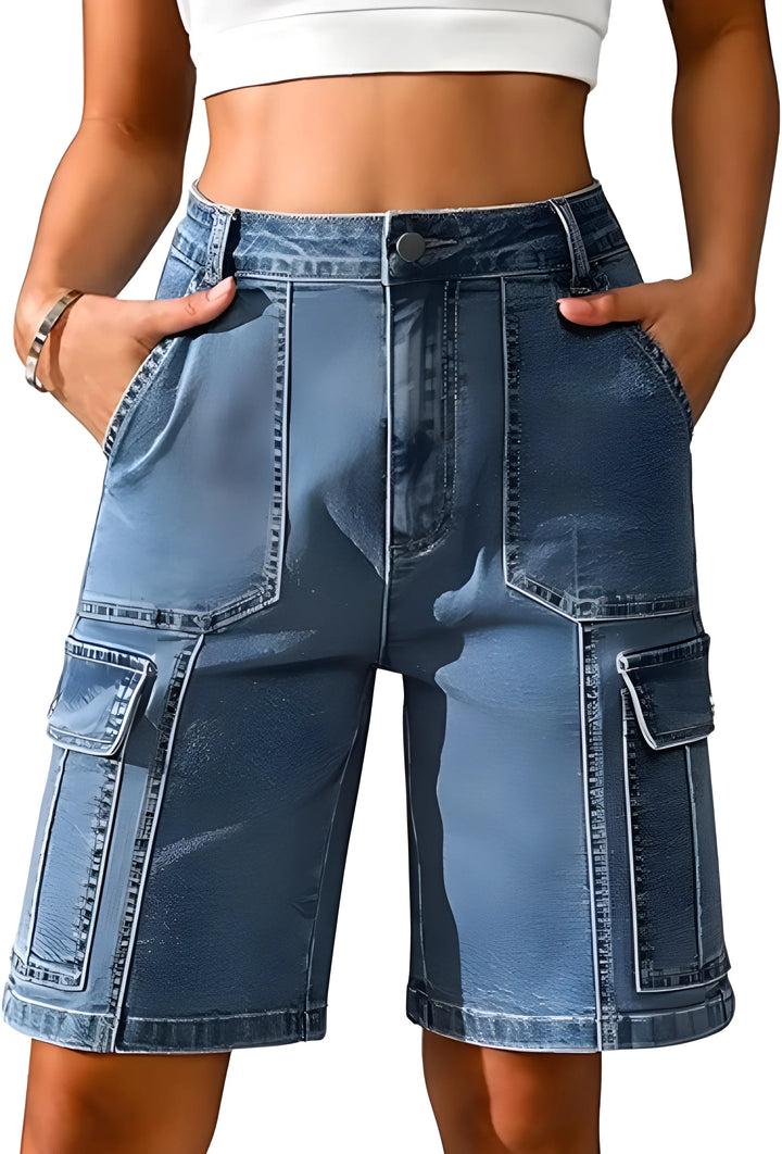 Women's Bermuda Cargo Shorts with High Waisted