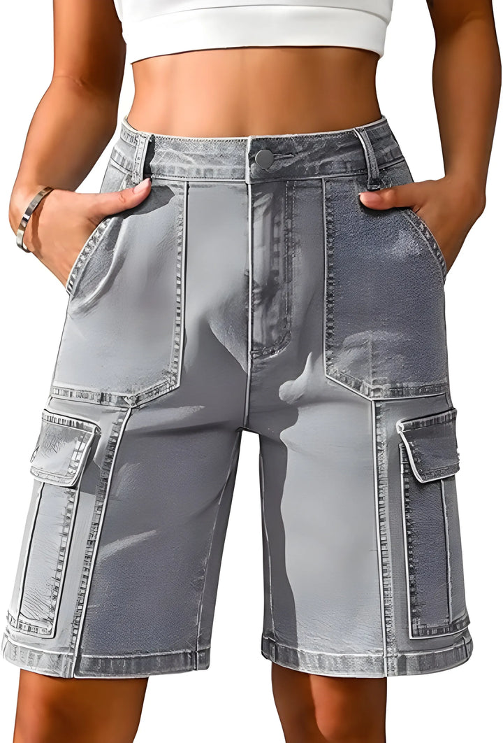 Women's Bermuda Cargo Shorts with High Waisted