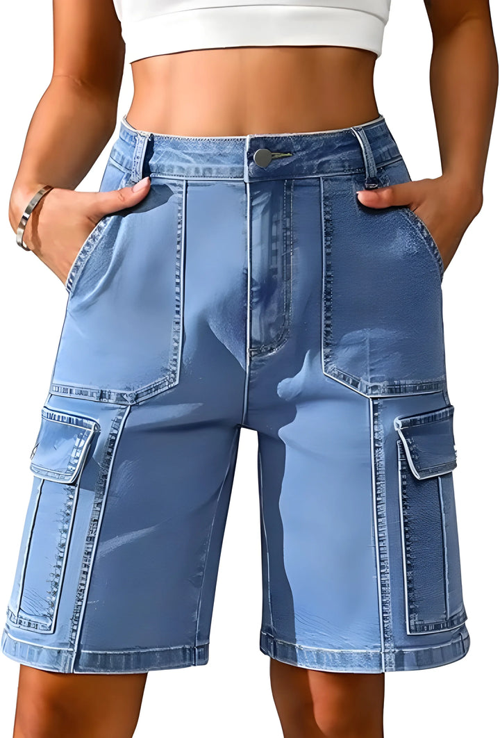 Women's Bermuda Cargo Shorts with High Waisted
