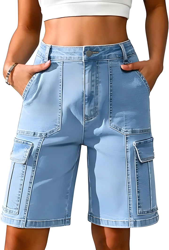Women's Bermuda Cargo Shorts with High Waisted