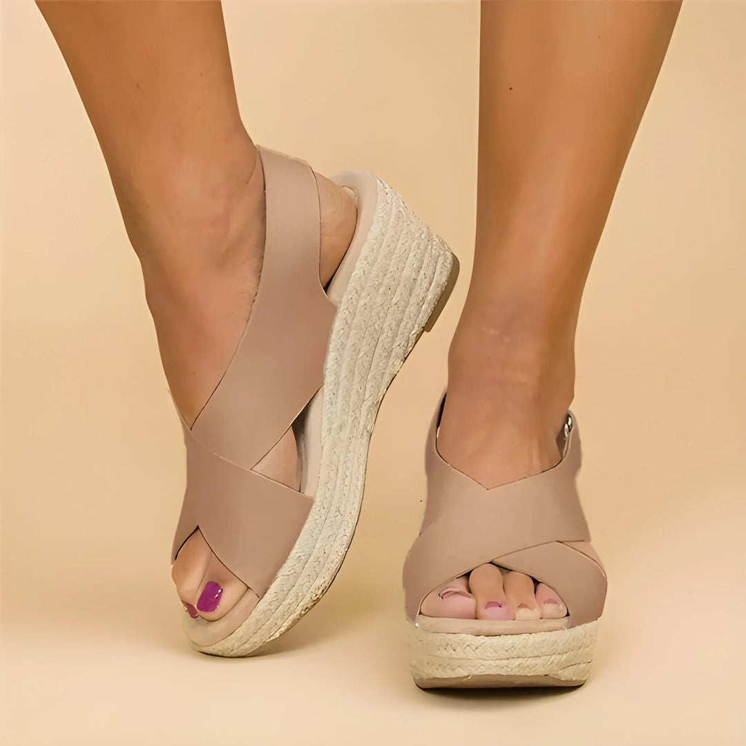Women's Comfortable Platform Wedges with Arch Support and Velcro Strap