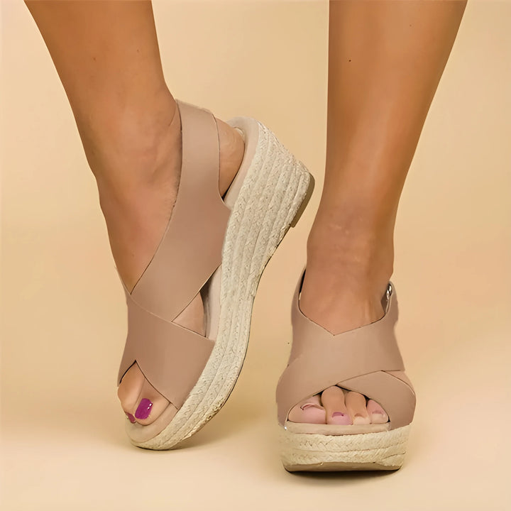 Women's Comfortable Platform Wedges with Arch Support and Velcro Strap
