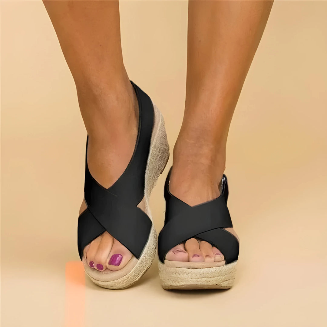Women's Comfortable Platform Wedges with Arch Support and Velcro Strap