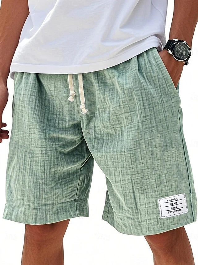 Men's Casual Long Shorts with Elastic Waistband and Drawstring