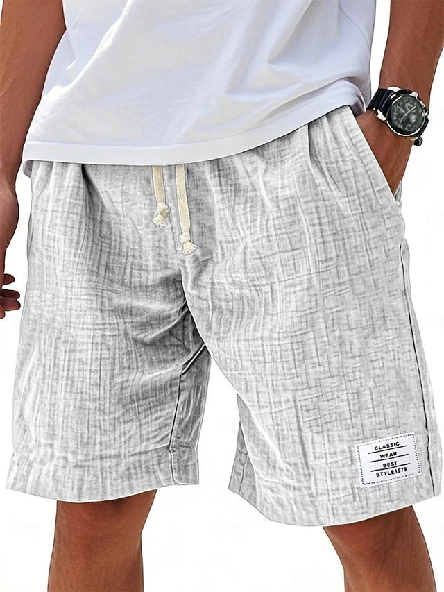 Men's Casual Long Shorts with Elastic Waistband and Drawstring