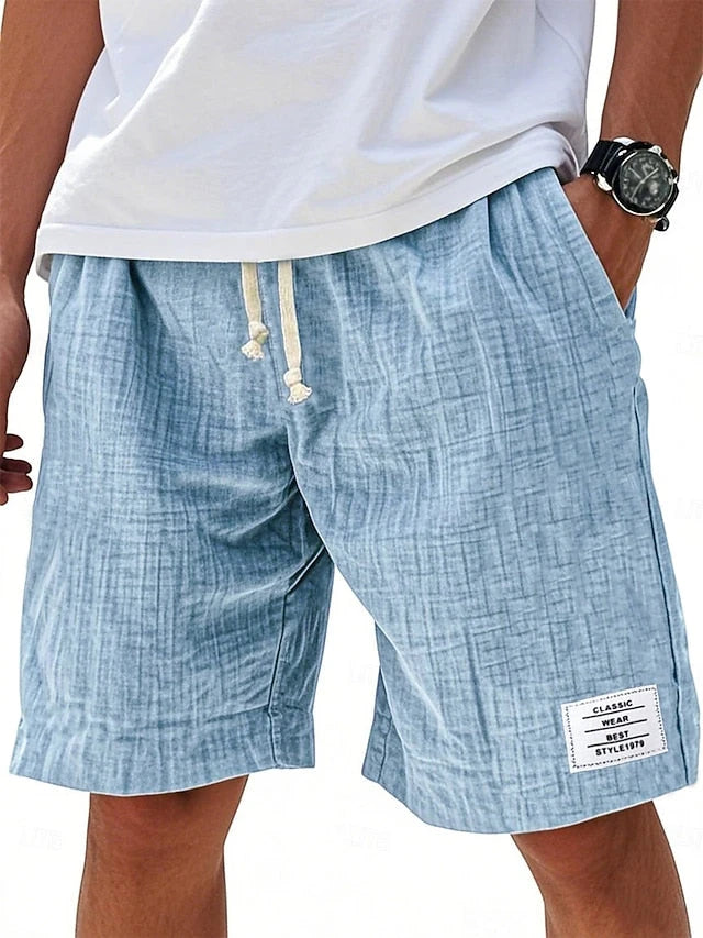 Men's Casual Long Shorts with Elastic Waistband and Drawstring