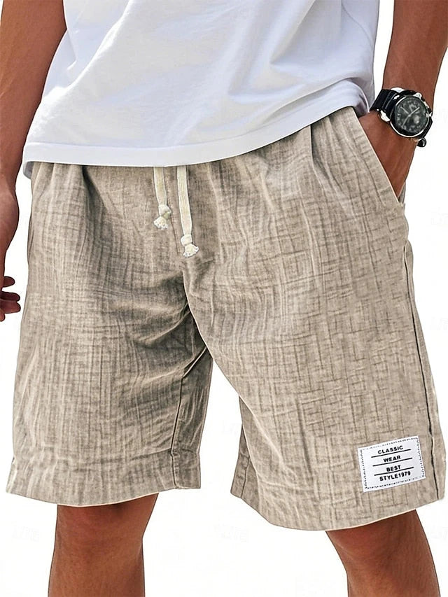 Men's Casual Long Shorts with Elastic Waistband and Drawstring