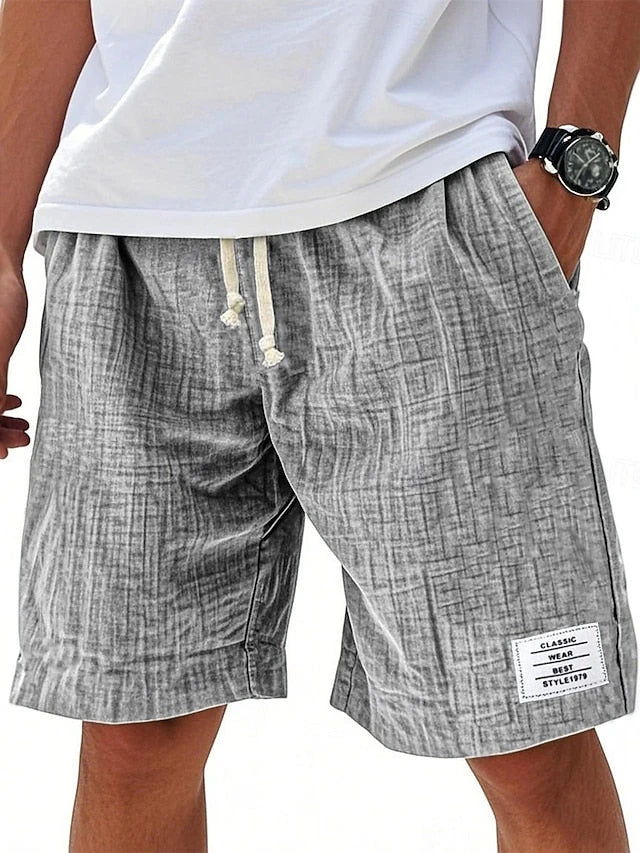 Men's Casual Long Shorts with Elastic Waistband and Drawstring
