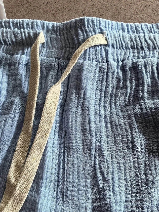 Men's Casual Long Shorts with Elastic Waistband and Drawstring