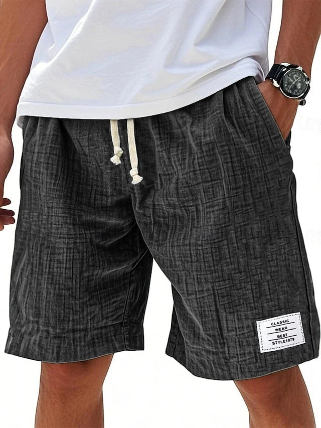 Men's Casual Long Shorts with Elastic Waistband and Drawstring