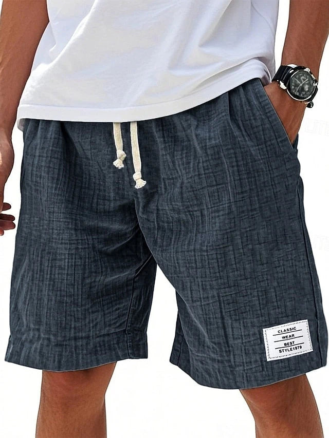 Men's Casual Long Shorts with Elastic Waistband and Drawstring