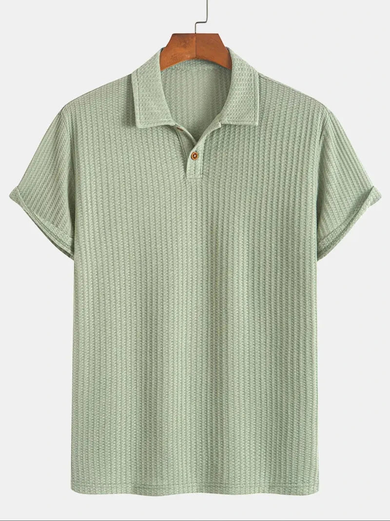 Men's Casual Polo Shirt with Short Sleeve and Buttons