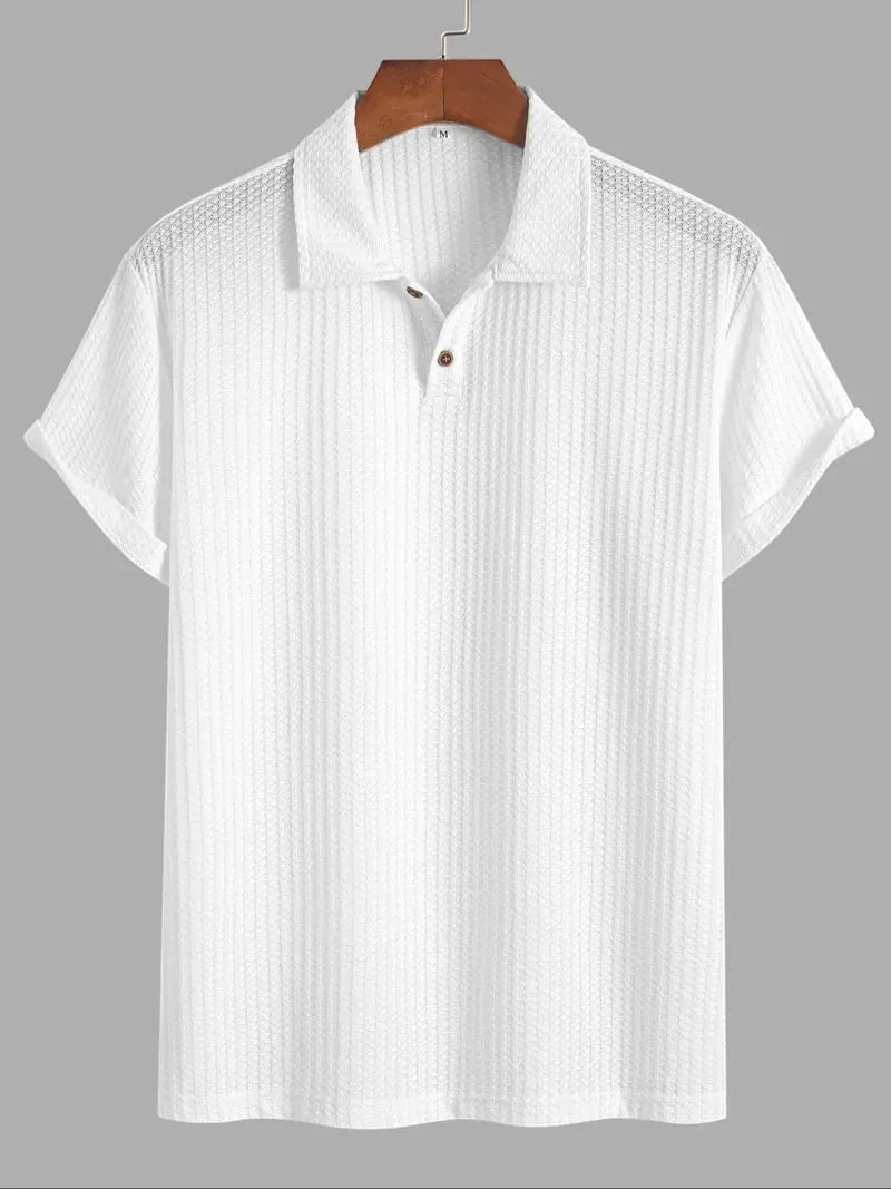 Men's Casual Polo Shirt with Short Sleeve and Buttons