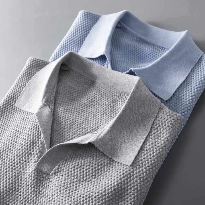 Men's Casual Polo Shirt with Short Sleeve and V-Neck