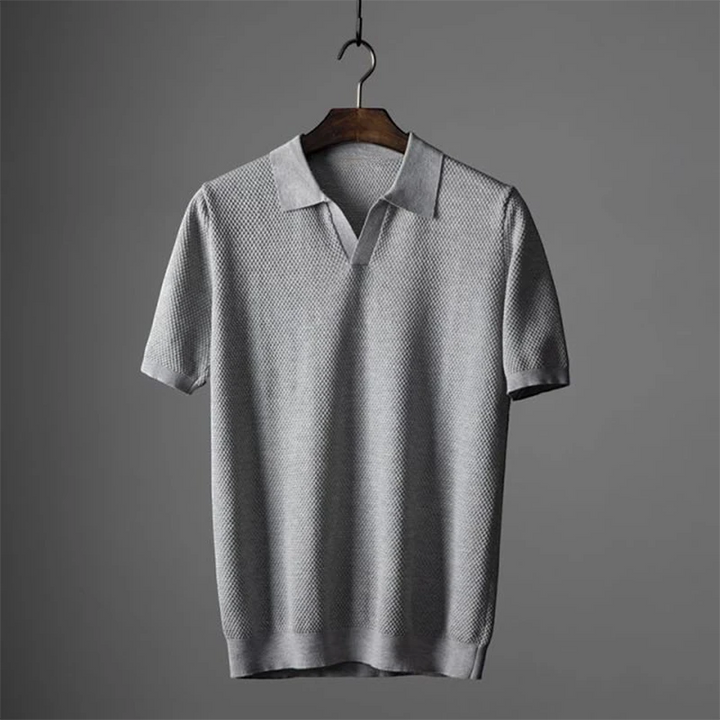 Men's Casual Polo Shirt with Short Sleeve and V-Neck