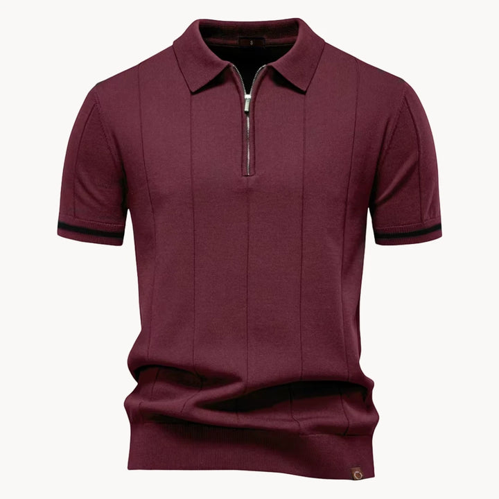 Men's Casual Polo Shirt with Short Sleeve and Zipper
