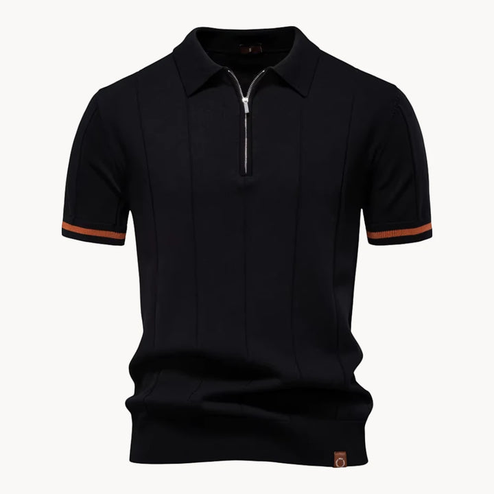 Men's Casual Polo Shirt with Short Sleeve and Zipper