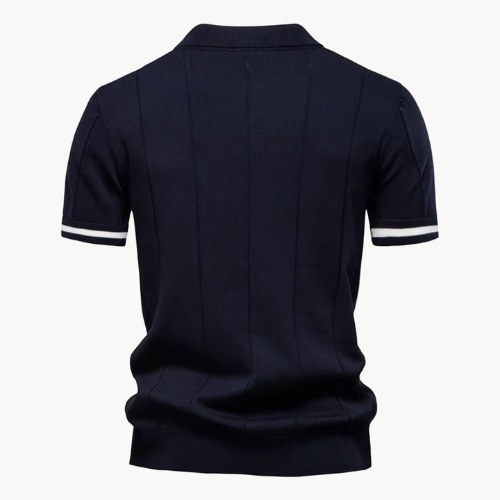 Men's Casual Polo Shirt with Short Sleeve and Zipper
