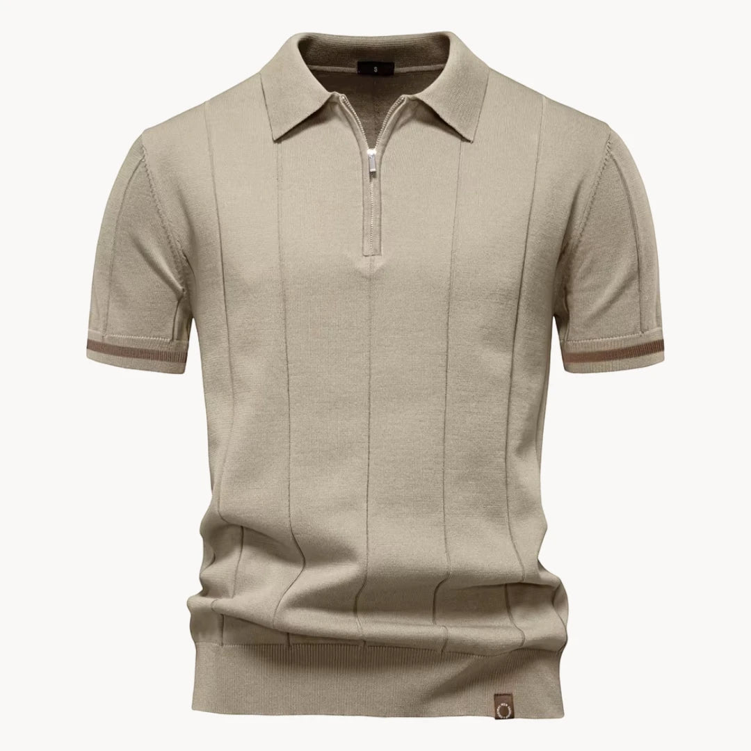 Men's Casual Polo Shirt with Short Sleeve and Zipper