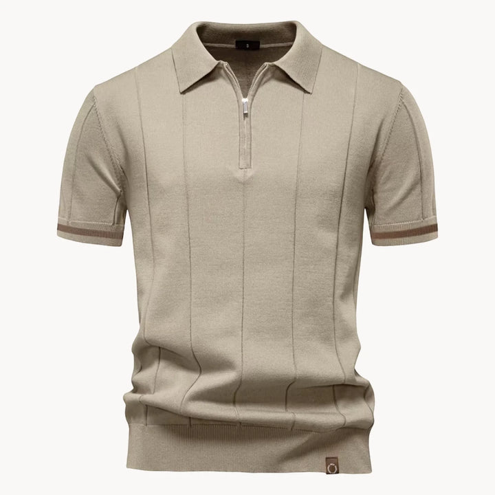 Men's Casual Polo Shirt with Short Sleeve and Zipper