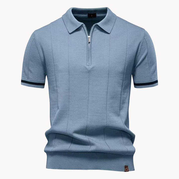 Men's Casual Polo Shirt with Short Sleeve and Zipper