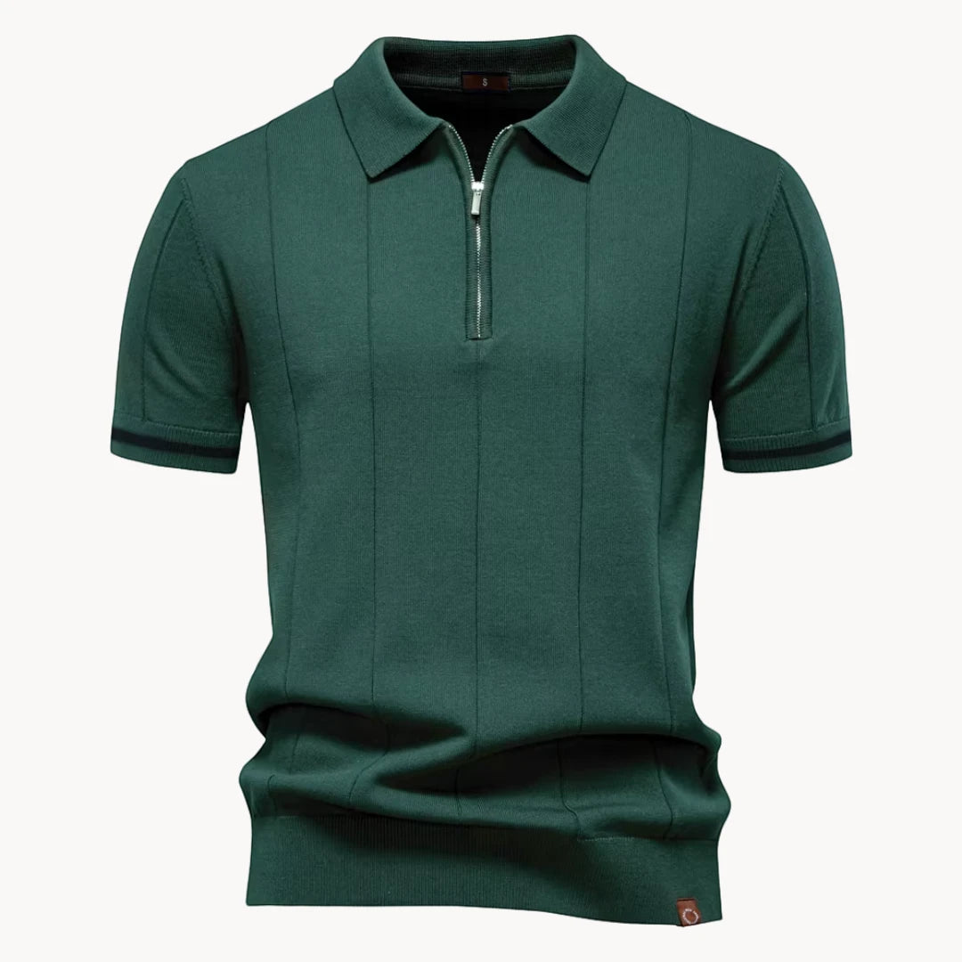 Men's Casual Polo Shirt with Short Sleeve and Zipper