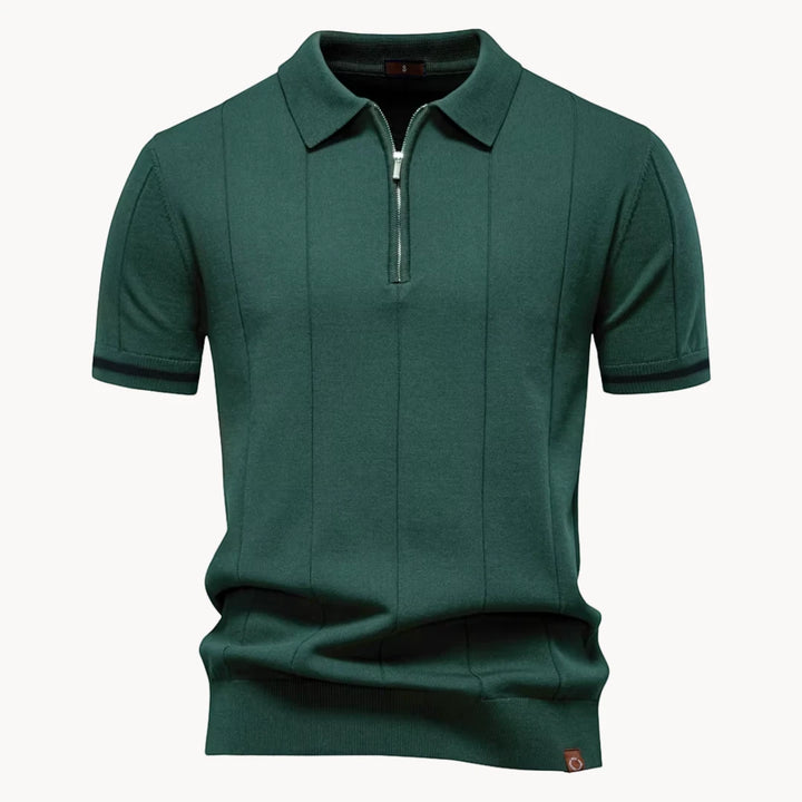 Men's Casual Polo Shirt with Short Sleeve and Zipper