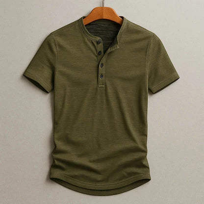 Men's Casual Short Sleeve Henley Shirt with Comfortable Fit